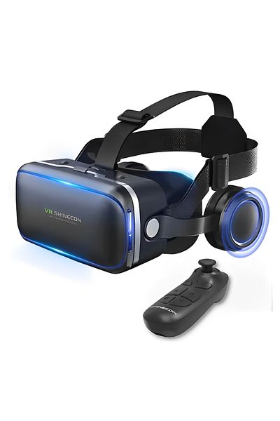 FAMIFY Universal 3D VR Glasses with Headset and Controller, iOS & Android Smartphone 4.7”-6”, Black