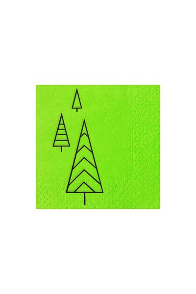 Story 23X23 cm Black Foil Pine Patterned 2 Layer 50's Pistachio Green Colored Paper Napkin