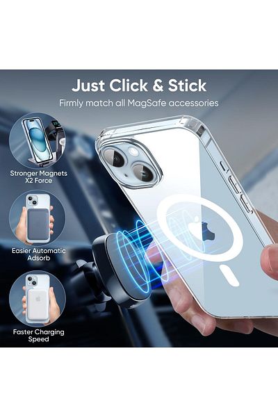 Generic Magnetic Case for iPhone 15 PRO MAX (6.3") – MagSafe, Shockproof Bumper, Clear Anti-Scratch Cover