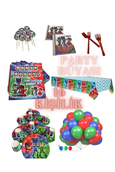 partyrüyası Набір для дня народження на 8 осіб з тематикою Pj Maskeliler