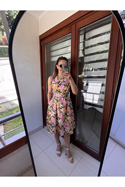 Marka Butikmayamoda Orijinal Marka Çiçekli Midi Elbise