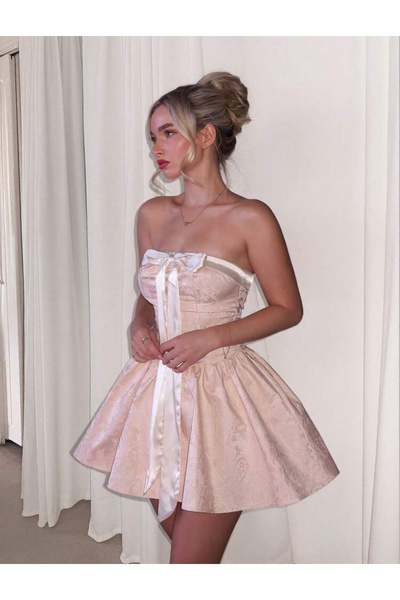 La Saade Y2k Coquette Pembe Fiyonklu Etek Kısmı Kabarık Prenses Mezuniyet Elbise