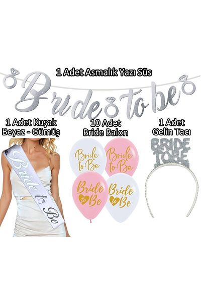 ÇITIPITISTORE Silver Bride to Be Set Bachelorette Party Supplies Sash Crown Balloon Ornaments