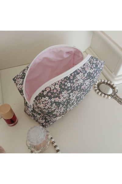 MB Pink Floral Print Makeup Bag-Large Size