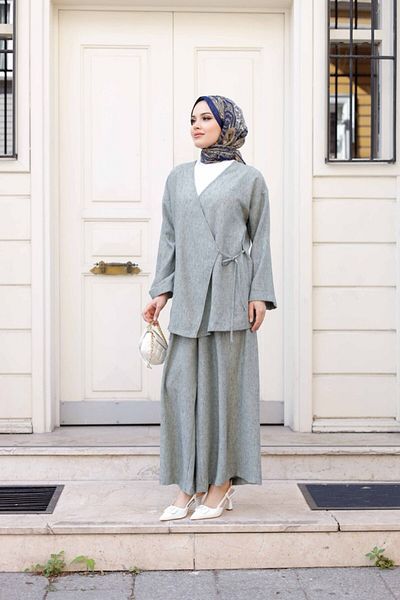 VALENS BOUTİQUE Women's Hijab 2 Piece Linen Set