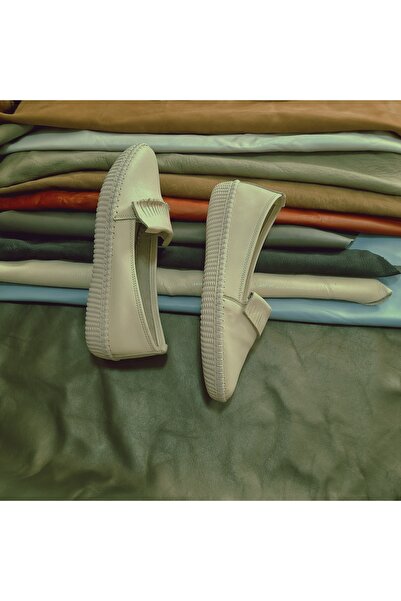 KAPAR % حذاء باليه مريح من الجلد الطبيعي مع تفاصيل خفيفة الوزن