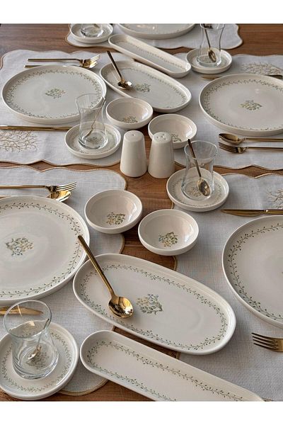 Meri Ev Gereçleri Arboles Breakfast Set 6 People 76 Pieces