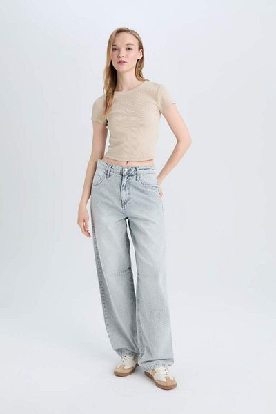 DeFacto New Season Coool Fitted Ribbed Camisole Basic Solid Short Sleeve T-Shirt