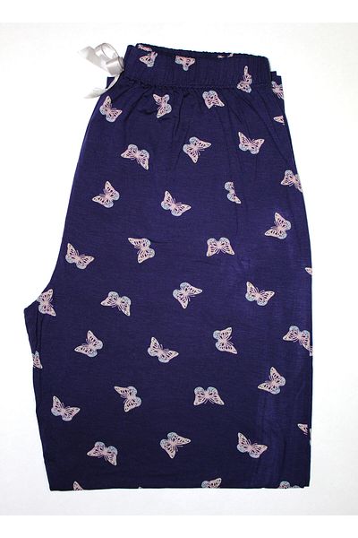 Made By me Dark Blue Butterfly Pattern Large Size Pajama Bottom Modal Fabric Modern Quality Black Women's Bottom Wear