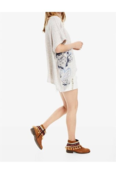 Desigual Gray blouse without closure made of thin knit with attached white cotton tank top Lorna, S