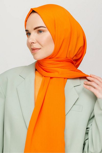 MENESSA Crinkle Silk Shawl Orange