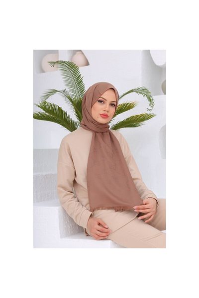 MENESSA Cotton Jacquard Shawl g Pattern Brown