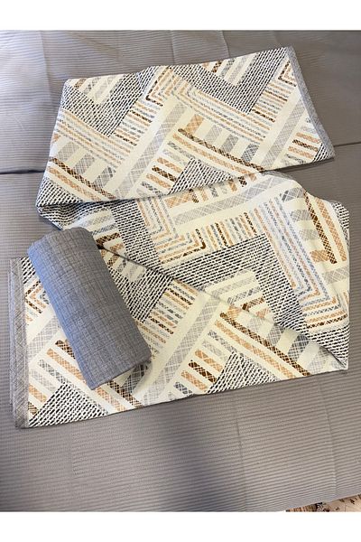 ŞENER HOME Meander Patterned Sheet Elastic Single Pique Set