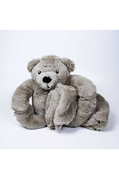 MY FRİEND TOYS لعبة دب محشوة من My Friend Toys مع بطانية بلون رمادي