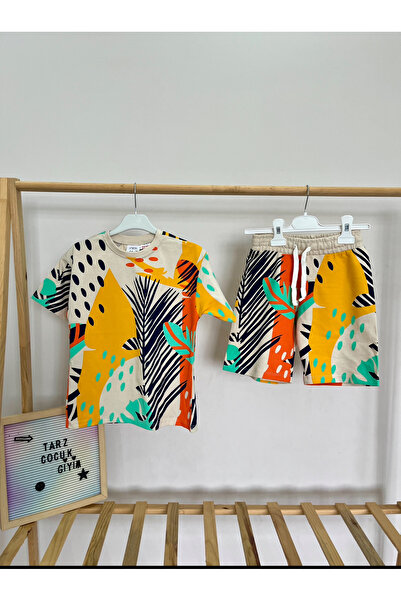 Cyber Boy's Patterned T-Shirt and Patterned Shorts Set