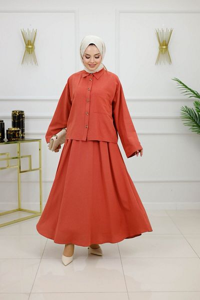 VALENS BOUTİQUE Women's Hijab 2 Piece Set Skirt & Tunic