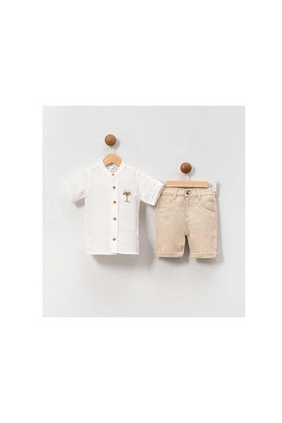 bebitomkids Men's 6-9 Years Old Palm Embroidered Muslin Set