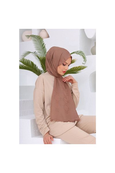 MENESSA Cotton Jacquard Shawl g Pattern Brown