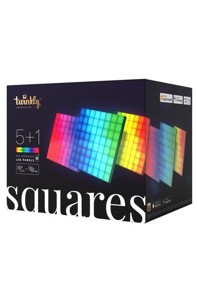GÜMRÜK BEY Twinkly Squares Başlangıç Kiti 64 GB 16 Milyon Renk Akıllı Işık Duvar Panelleri 6 Panel IP20