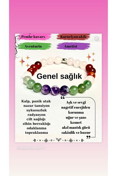 KIRMIZICOSMETİCS Natural Stone Bracelet. Certified. General Health