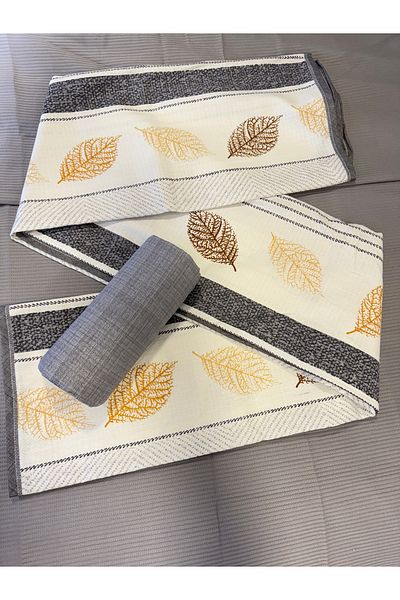 ŞENER HOME Leaf Patterned Sheet Elastic Single Pique Set