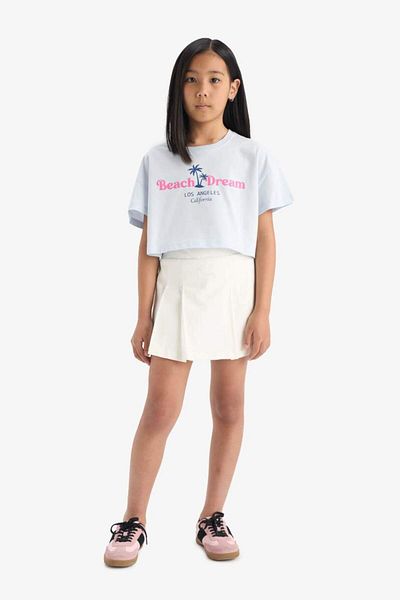 DeFacto Tricou cu mânecă scurtă imprimat pentru fete, sezon nou