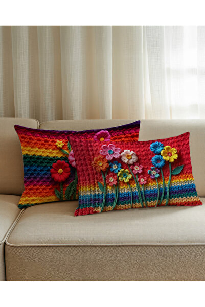 Artvibe Σετ μαξιλαροθήκης με μοτίβο Punch Embroidery Digital με τύπωμα Purple...