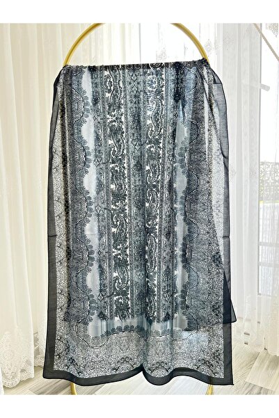 Shawl Passion شال من القطن بنمط ريترو باللون الأزرق الداكن