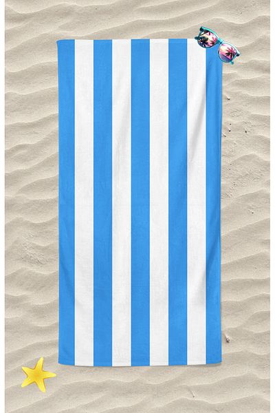 Erays Home Blue Line Digital Printed Beach Towel Men's Beach Towel Sea Towel