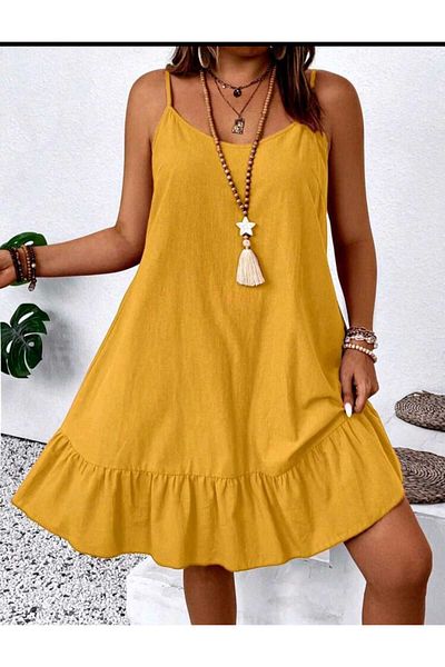 Cardee Root Dyeing Linen Strap Style Dress