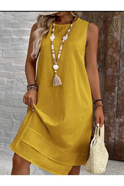 Genel Markalar kök boya keten tarz elbise