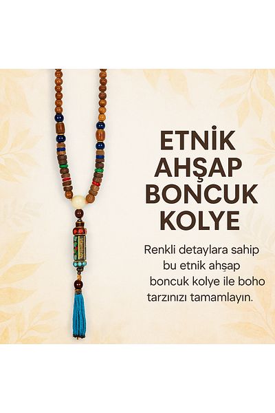 Enjoy قلادة مصنوعة يدويًا بتصميم عرقي مع حجر طبيعي وخرز ملون بتصميم خاص