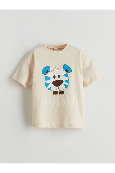 LC Waikiki Σετ πιτζάμες LCW ECO Crew με στάμπα με κοντό μανίκι για αγόρι