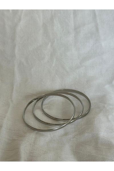 YAKA ART Silver Color Triple Steel Bracelet Diameter: 6.5 cm