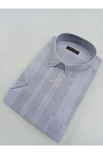 ATİLLA ÖZER Cotton Comfortable Regular Fit Single Pocket Short Sleeve Men's Shirt