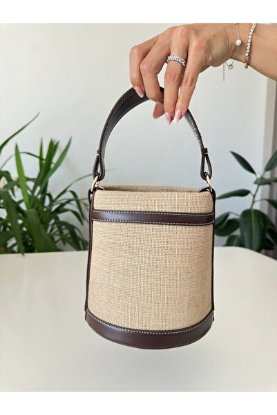 yako Γυναικεία τσάντα χειρός και ώμου με ψάθινο κλείσιμο με κορδόνι και διπλό...