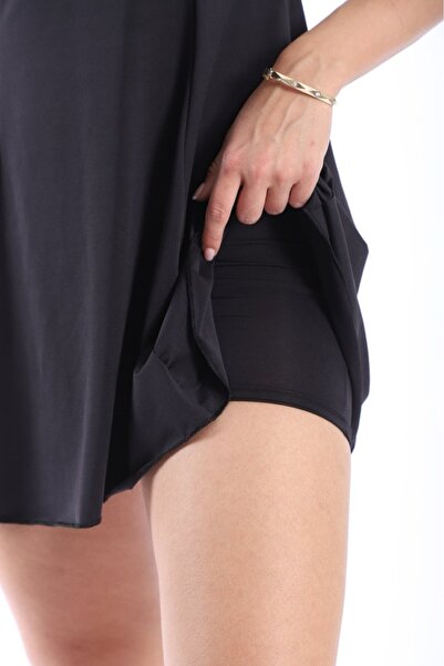 Modestia Kadın Şortlu Etekli Mayo – Siyah, Rahat ve Şık Tasarım