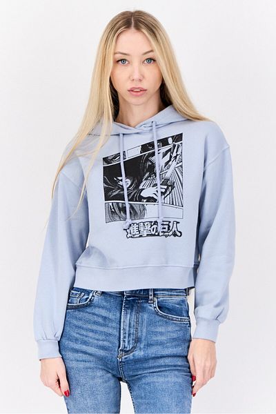 Don't Call Me Jennyfer Attack On Titan x DCMJ Women Graphic Print Hoodie, Ash Blue