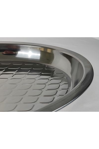 HTH Polished Stainless Steel Tray Food Serving Tray for Biryani Mandi Arabic Food 68Cm