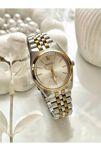 Ferrucci ساعة يد نسائية FERRUCCİ-(ذهبي وفضي)