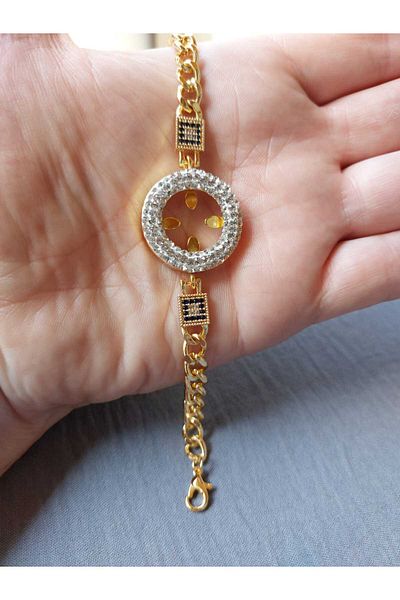 GEZERGOLD TAKI Steel Quarter Stone Luxury Imprint Bracelet