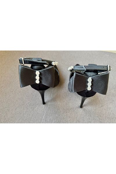 Felisya Butik Shiny Stone and Bow Detailed Satin Heeled Evening Dress Shoes 10Cm-Felisyabutik