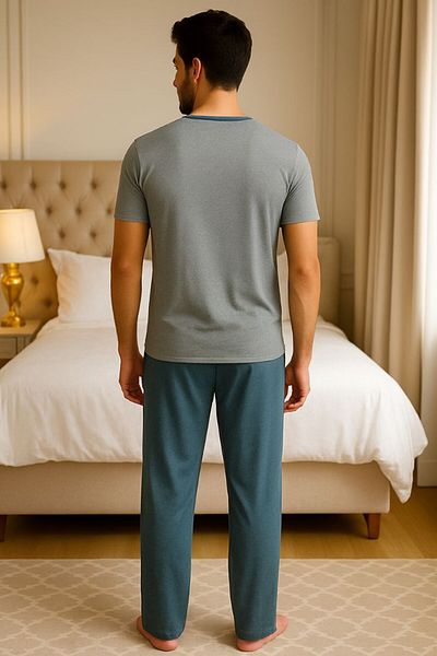 Masal Dünyası Bursa Anchor Patterned Thin Fabric Long Sleeve Men's Pajama Set (2 Color Options Available)