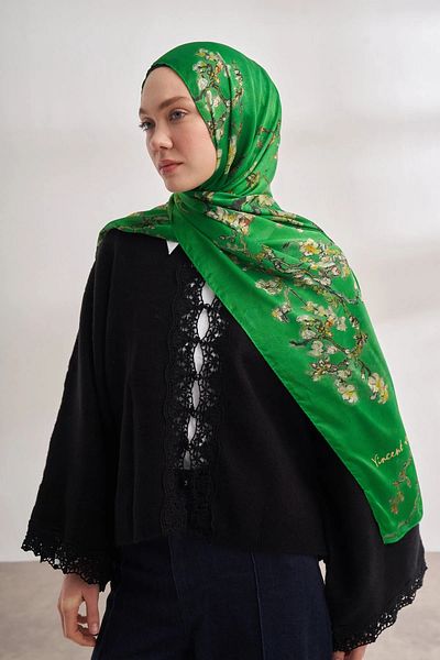 ARMANDA Almond Blossom (Van Gogh) Pattern Shawl - Ben. Green