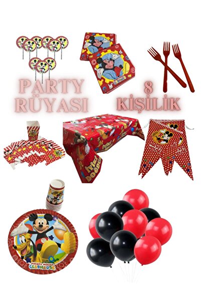 partyrüyası Σετ γενεθλίων με θέμα τον Μίκυ Μάους για 8 άτομα