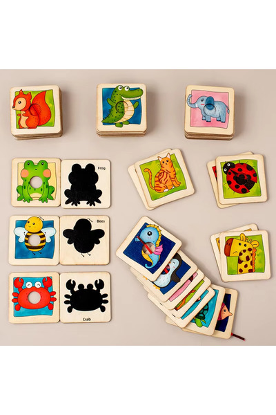 my shadow Puzzle din lemn - animale, umbre și texturi