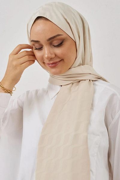 MENESSA Silky Jacquard Shawl Waterway Pattern Stone