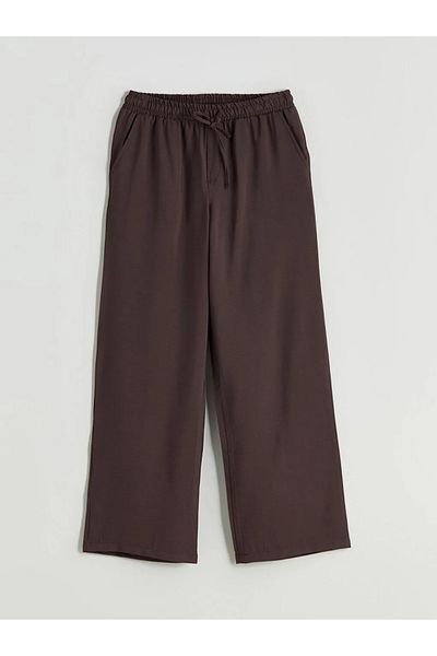 LC Waikiki Lcw Comfort Brown Women's Trousers with Elastic Waist