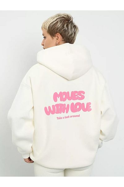 Boi Unisex Moves With Love Φούτερ Λευκό