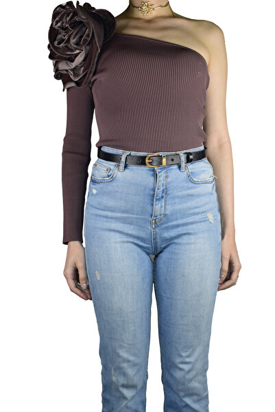 GoDeri %100 Hakiki Deri Gold Renk Takım Köprülü Siyah Kadın Kemeri 2cm Bütün Kıyafetlere Uyar_düz-gold